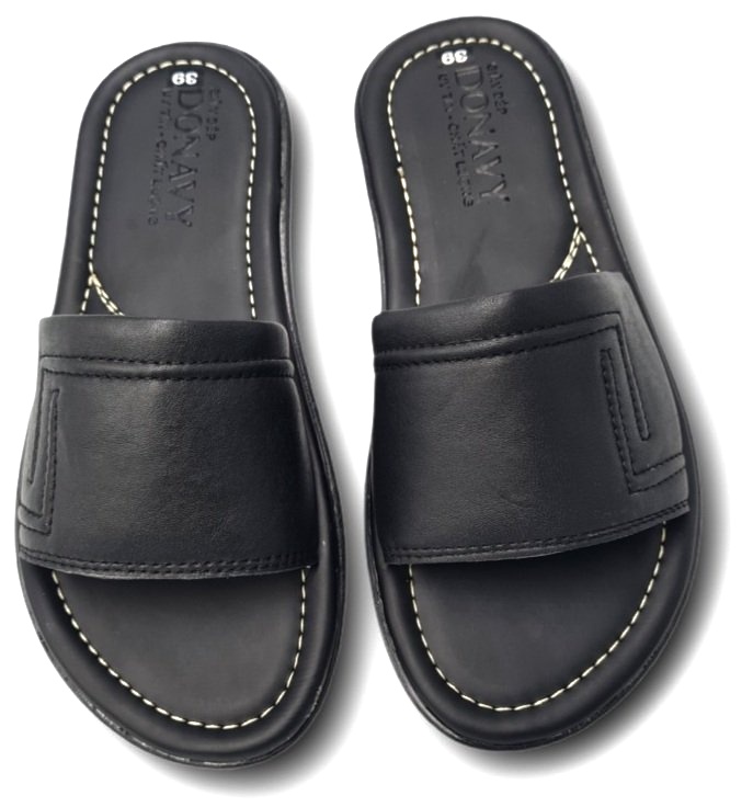 Dép quai ngang nam da bò thật 100%, bản 02 chữ L, đế cao su vàng cao cấp đi êm chân v.2cl