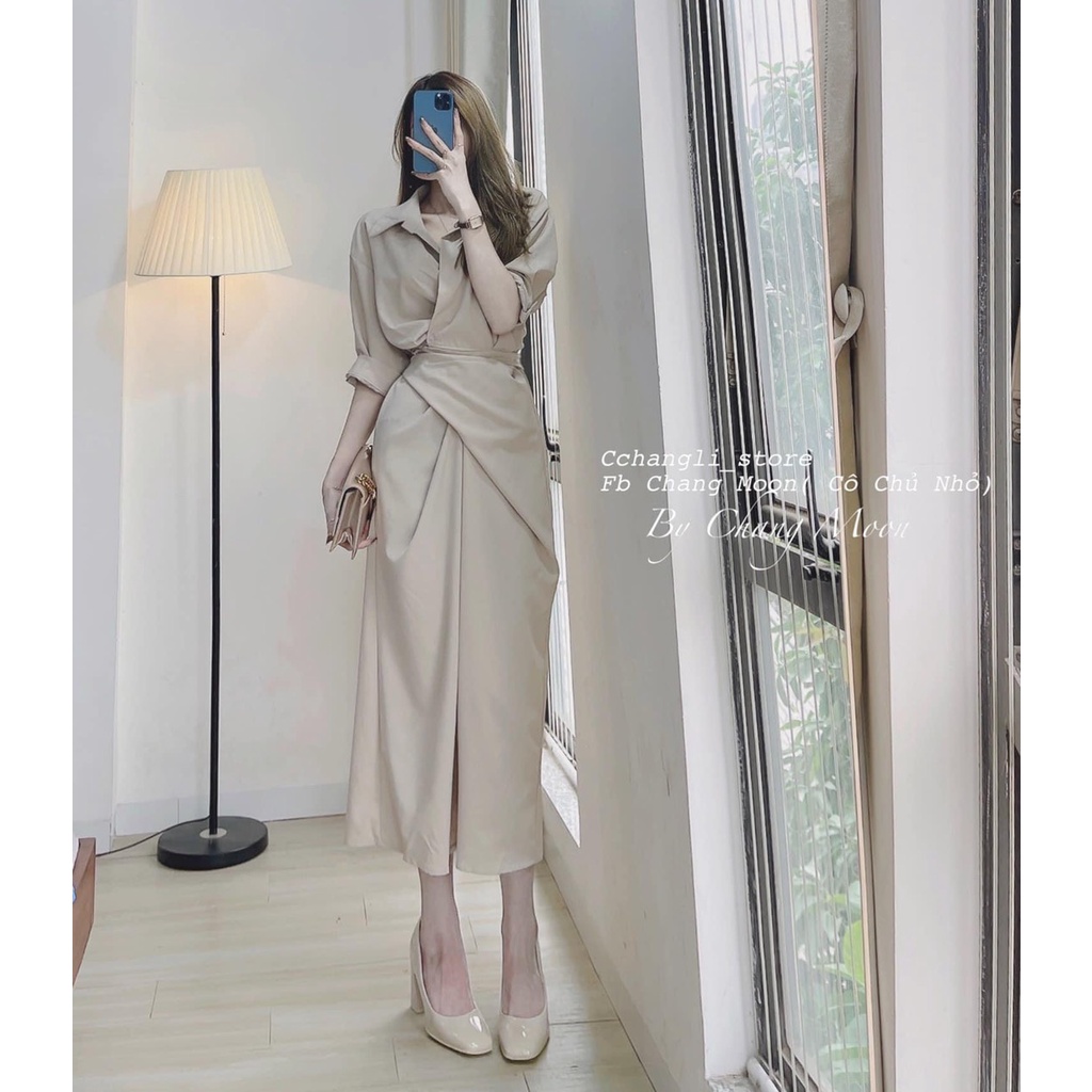 ĐẦM SƠ MI XOẮN EO