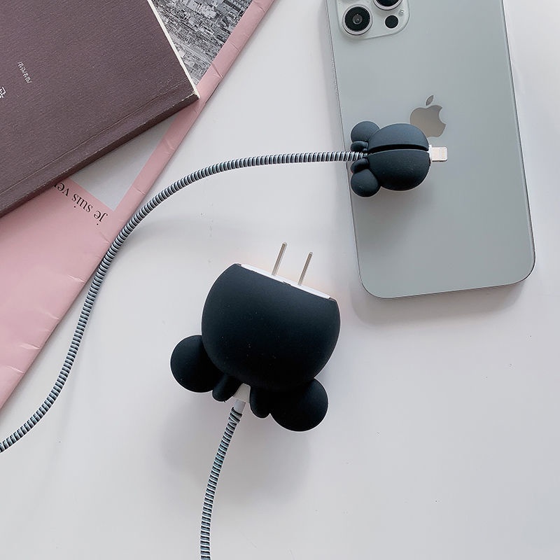 4pcs/set Charger Protector compatible with iPhone 18W/20W Cute Cartoon Soft Silicone Cord Protector Charging Cable Cover compatible with iPhone 13 12 Charger [cchoice]