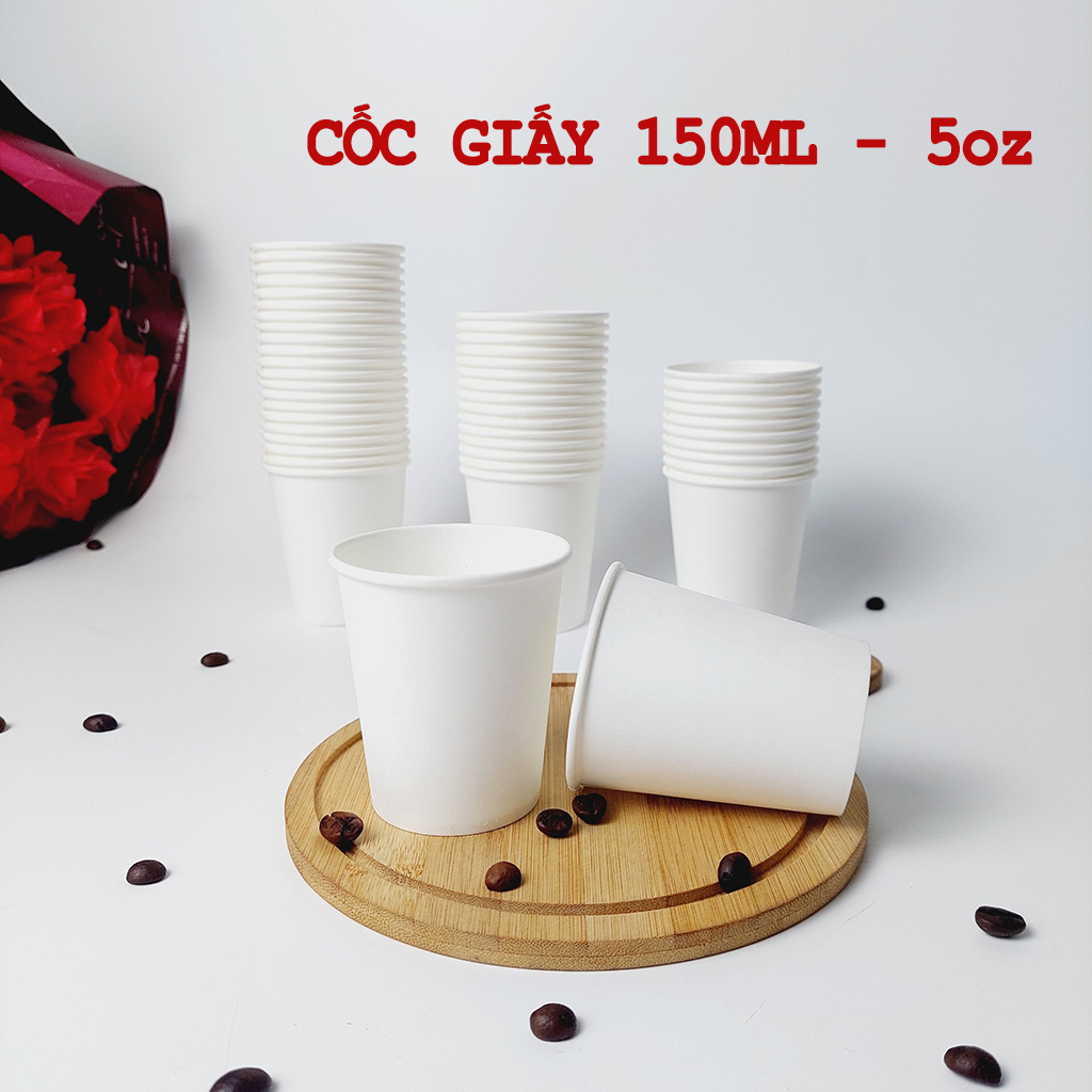 50 cốc giấy 150ml - 5oz ly giấy NHẬP KHẨU HÀN QUỐC cao cấp