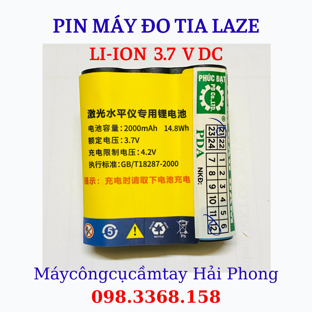 PIN LITHIUM 3,7V DC &  SẠC 4,2V AC/DC (  CỦA MÁY ĐO TRẮC ĐỊA / MÁY CÂN BẰNG ... LAZE )