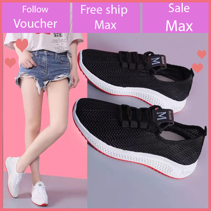 Giày sneaker nữ thoáng khí (đen trắng) V197