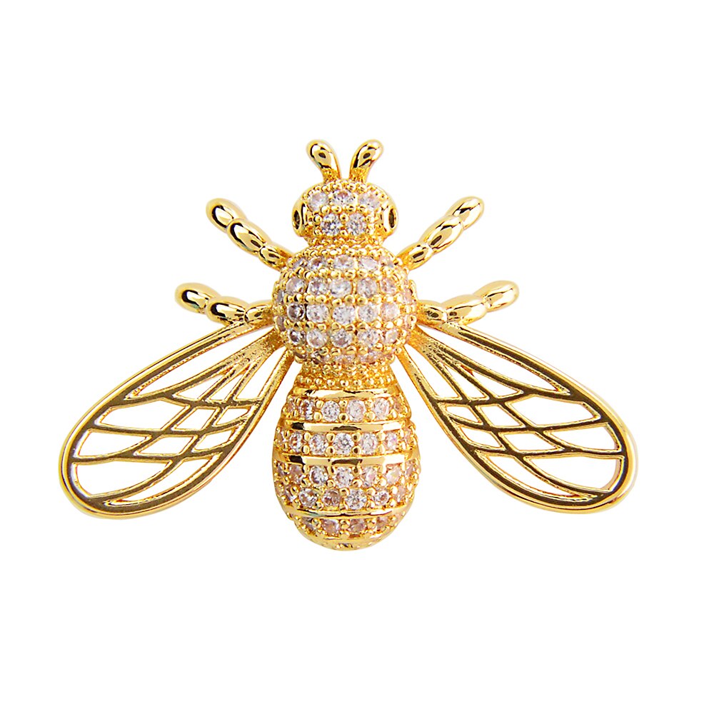 Cubic Zirconia Bee Collar Pin Insect Brooches For Women And Men Copper Jewelry 2 Colors Available High Quality
