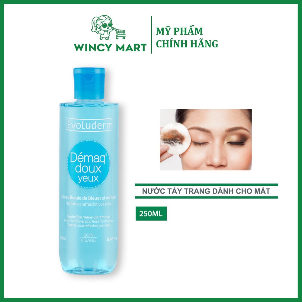 Nước Tẩy Trang Evoluderm 250ML Dành Cho Mắt Và Môi Tinh Chất Cornflower và Rose Floral Water - Wincy Mart