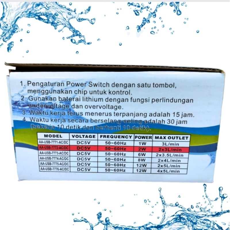 Airpump AQUAMAN / RECENT AA USB 7772 ACDC Aerator Pompa Udara Aquarium Aquascape