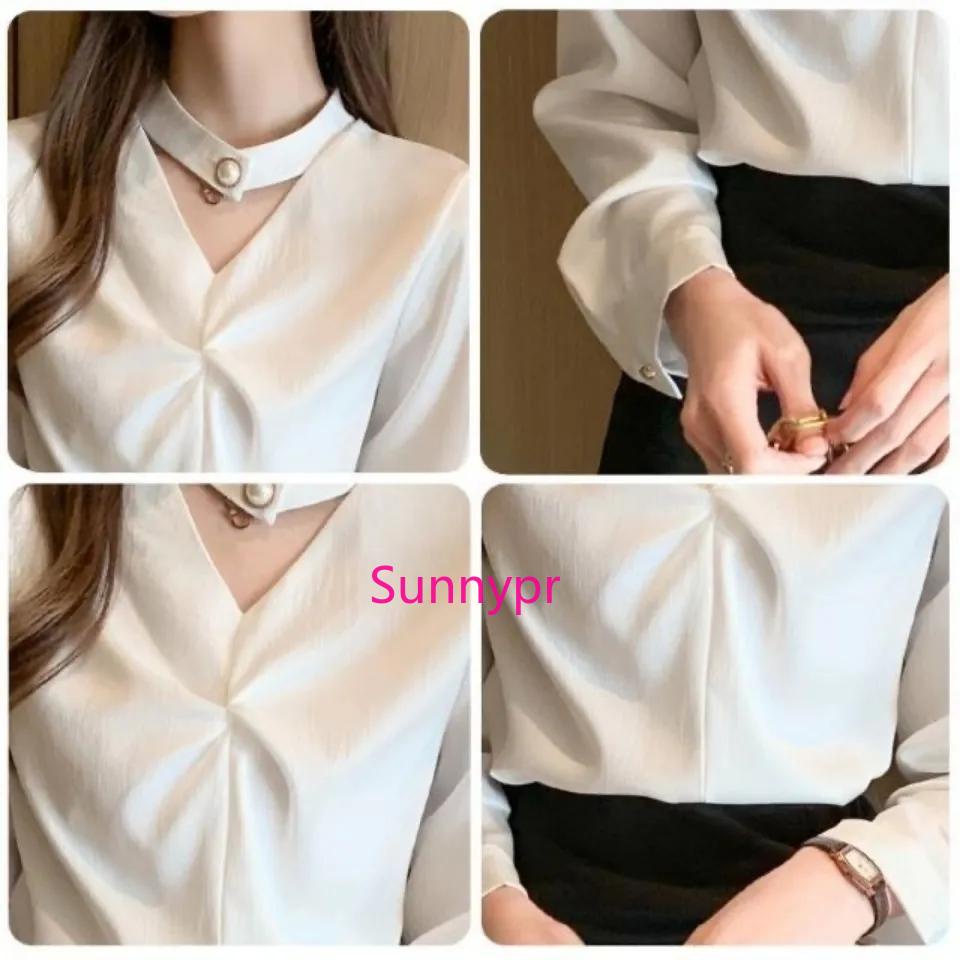 Summer Women's Elegant and Versatile Loose Fitting Long Sleeved Shirt