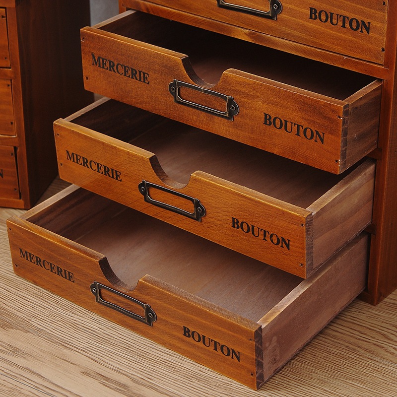 NFA Solid wood office desktop storage and organization cabinet, wooden box, multi-layer drawer style dormitory cosmetics storage box