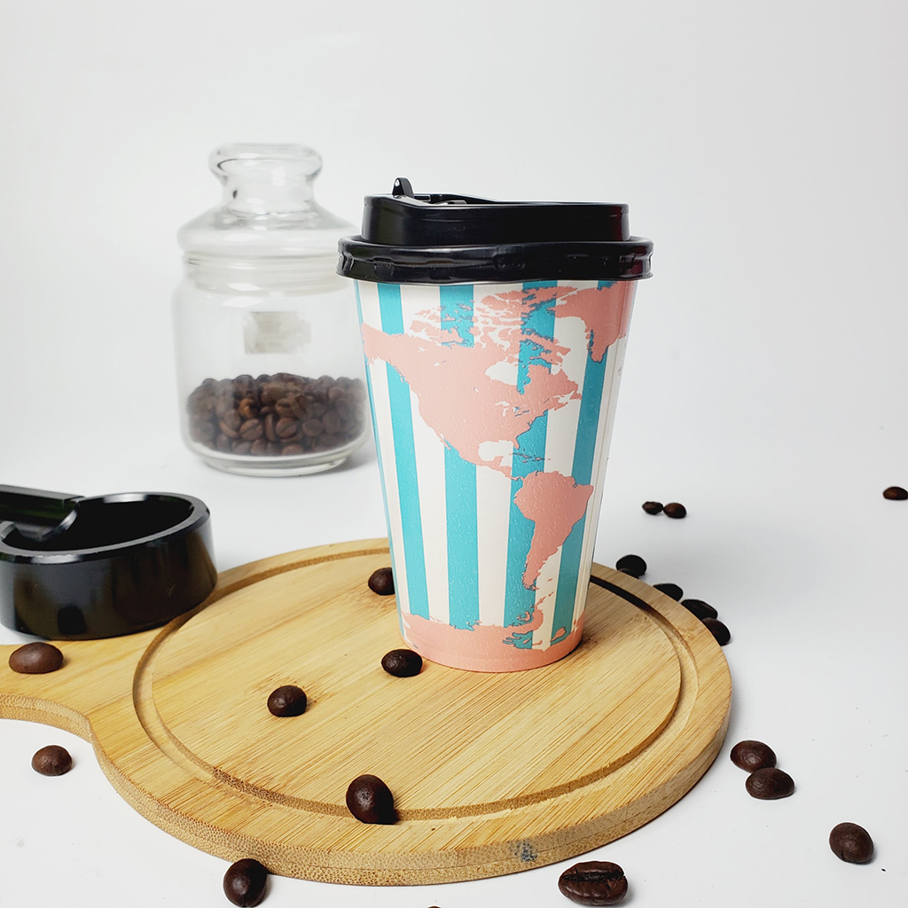 Set 50 chiếc cốc giấy có nắp 360ml Global 12OZ
