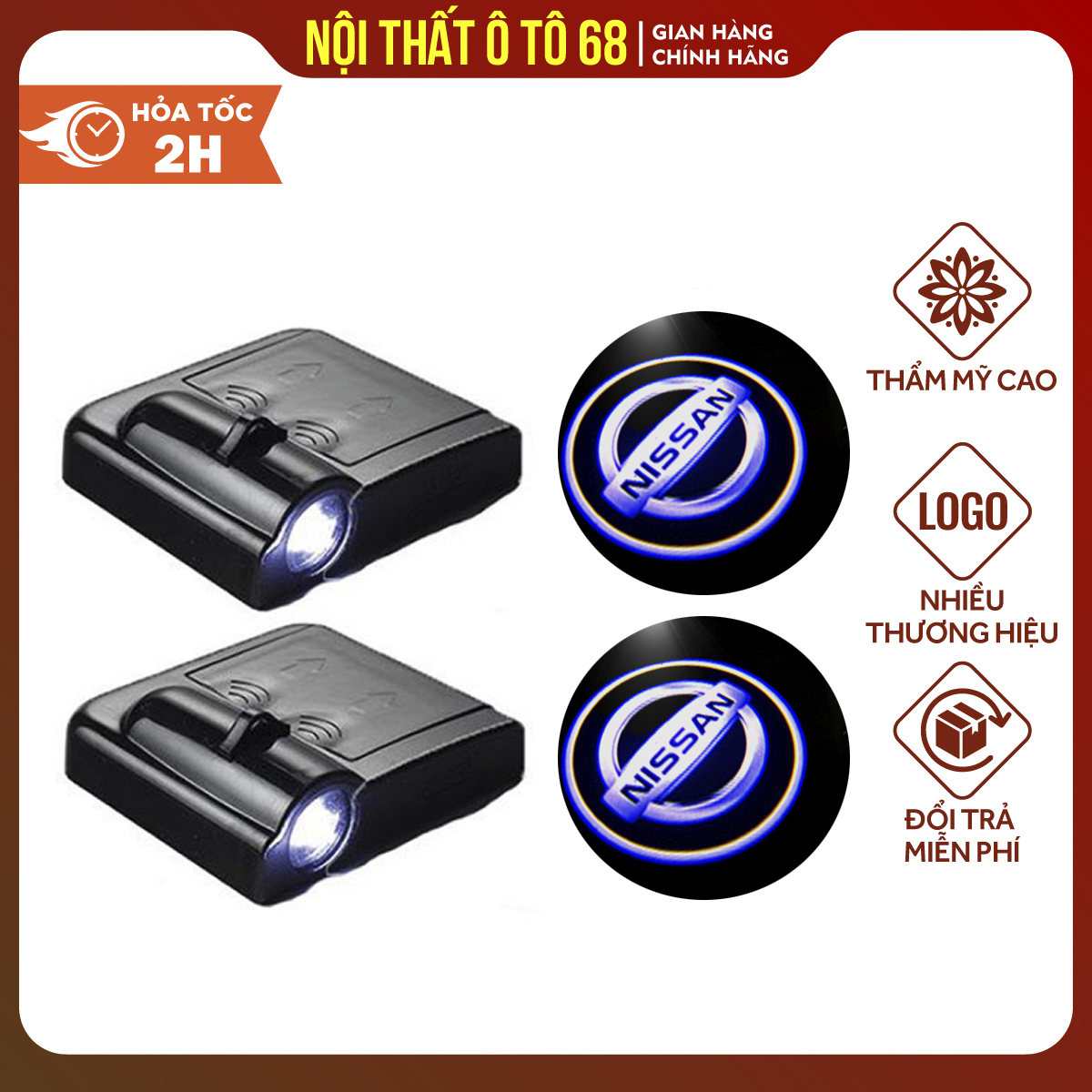 Đèn cảnh báo mở cửa chiếu Logo,  thương hiệu NISSAN