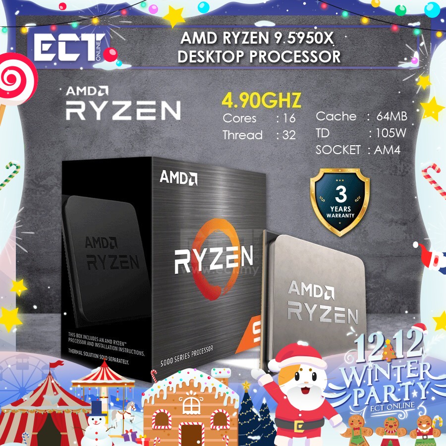 AMD 100-100000059WOF Ryzen 9 5950X 16-Cores 8MB Up to 4.9GHz Desktop  Processor