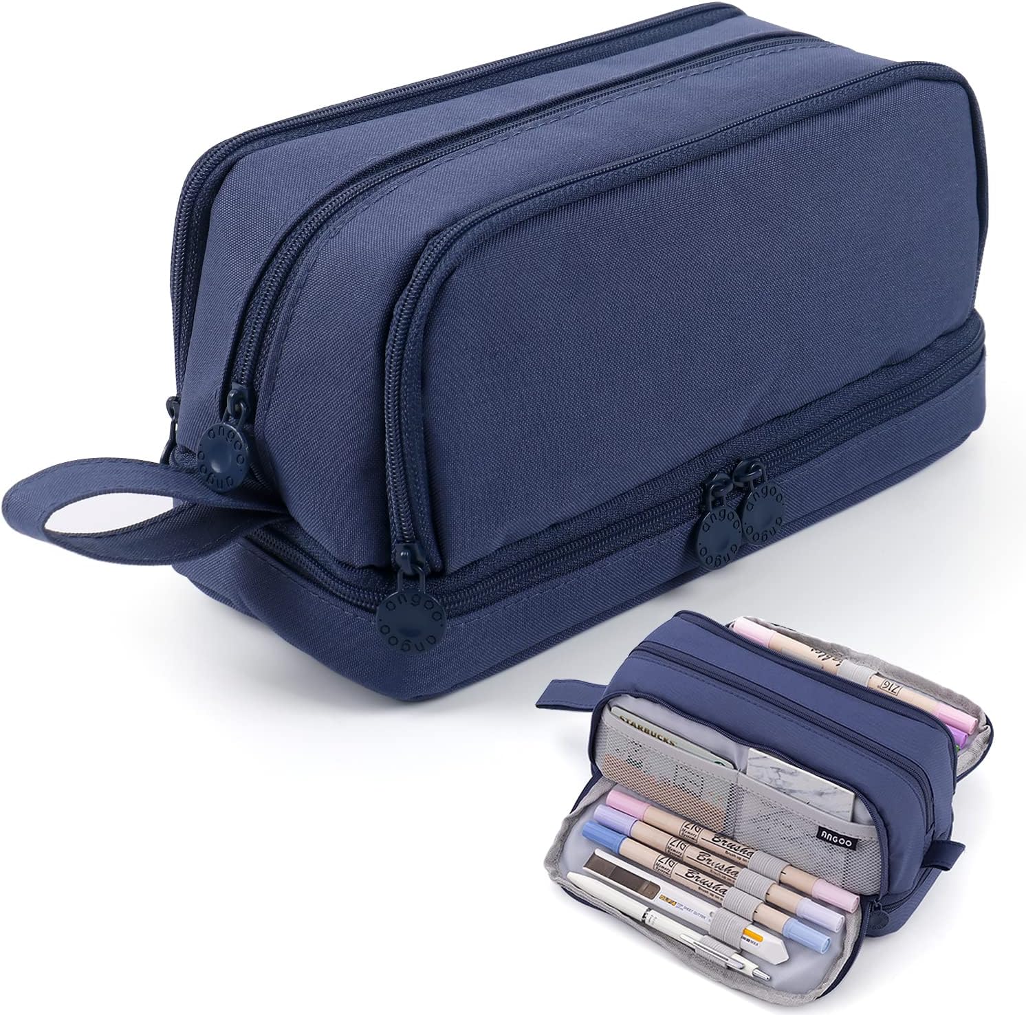 SKYCARPER Pen Organizer Case Pencil Case Cosmetic Bag#Blue, Size: One size, Black