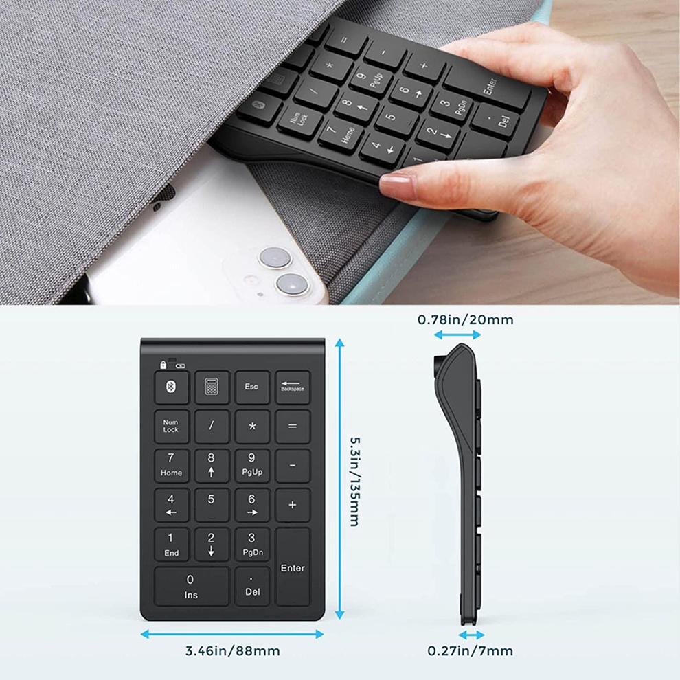 22 keys Bluetooth Numeric Keyboard Rechargeable Wireless Number Pad for iPad Laptop Accouting Digital Number Keypad