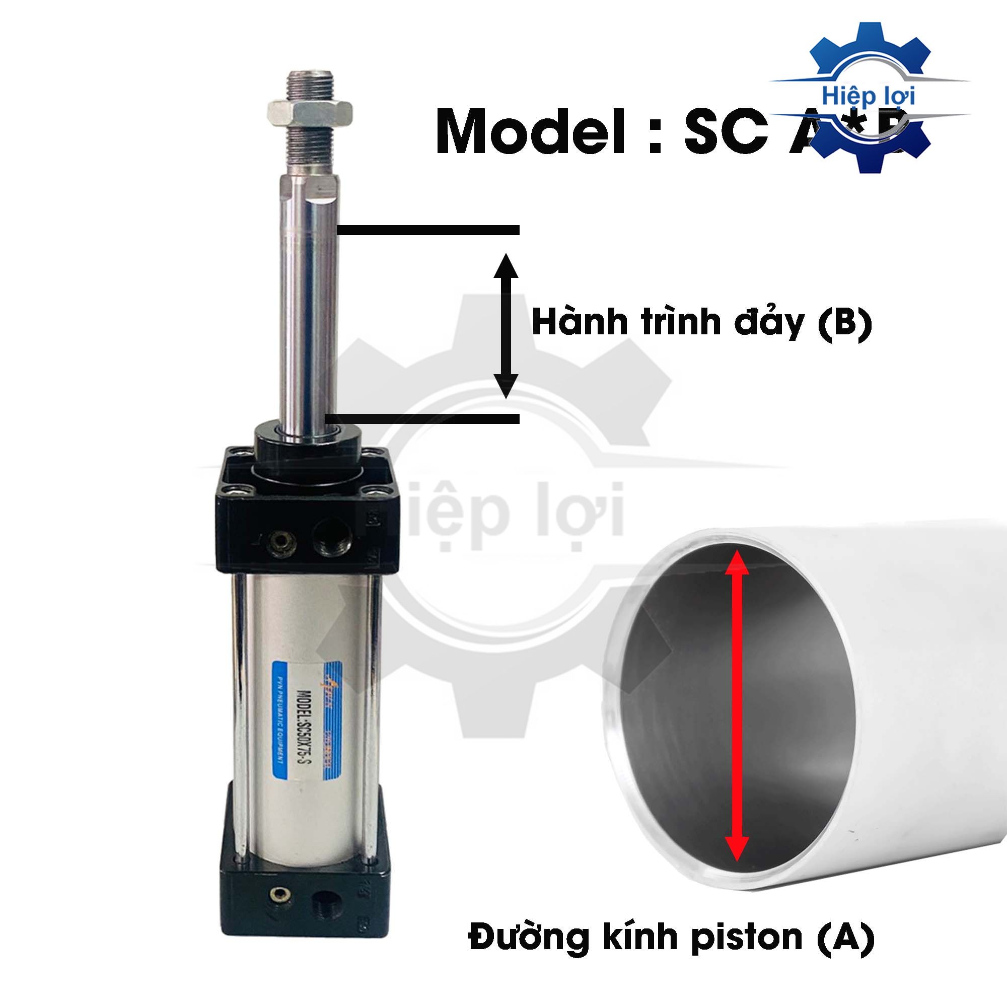 Xy lanh khí nén sc - xy lanh đế vuông - xi lanh khí nén sc63 80 100 - ben hơi sc