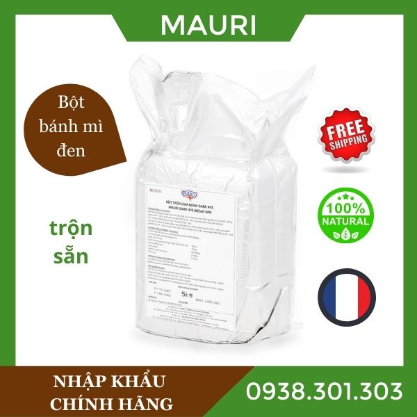 Bột bánh mì đen trộn sẵn Mauri hữu cơ (organic dark rye flour)