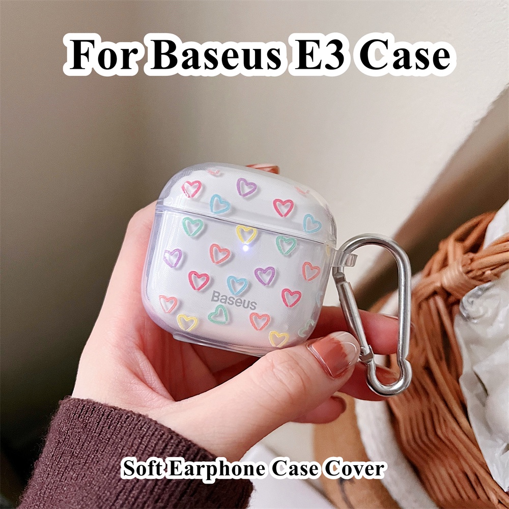 READY STOCK!  For Baseus E3 Case Colorful love heart pattern for Baseus E3 Casing Soft Earphone Case Cover