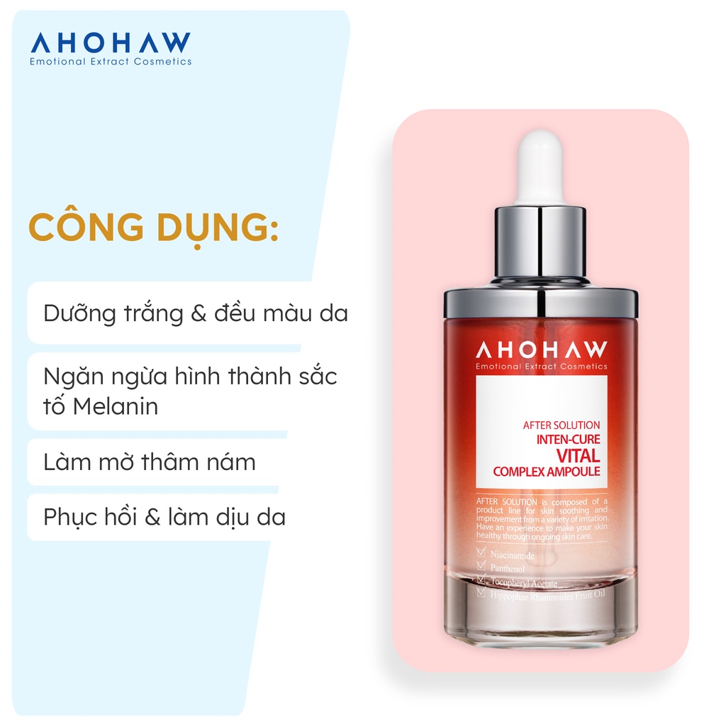 [Kèm Quà] Serum Tinh Chất Dưỡng Trắng Da AHOHWA Vital Complex Ampoule - Phục Hồi Da, Mờ Vết Thâm Mụn