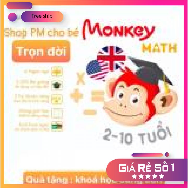 Monkey Math (Trọn đời, 1 năm )- Toán Tiếng Anh cho bé 3-8t