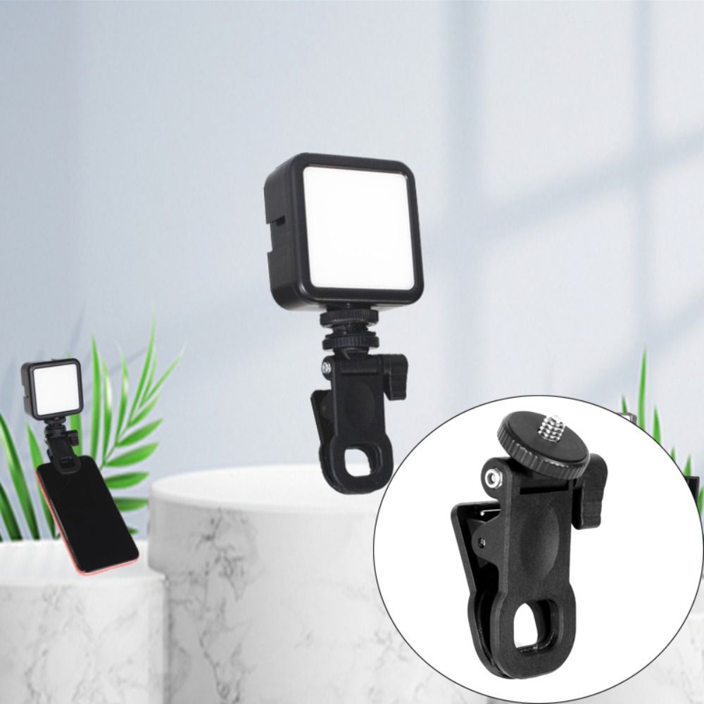 BMKOR 2 Pcs 1/4 Screw Mount Mini Fill Light Clip Plastic Mobile Phone Computer Fill Light Fixed Video Light Mount Clamp Universal Portable LED Selfie Fill Light Clamp Photography Accessory