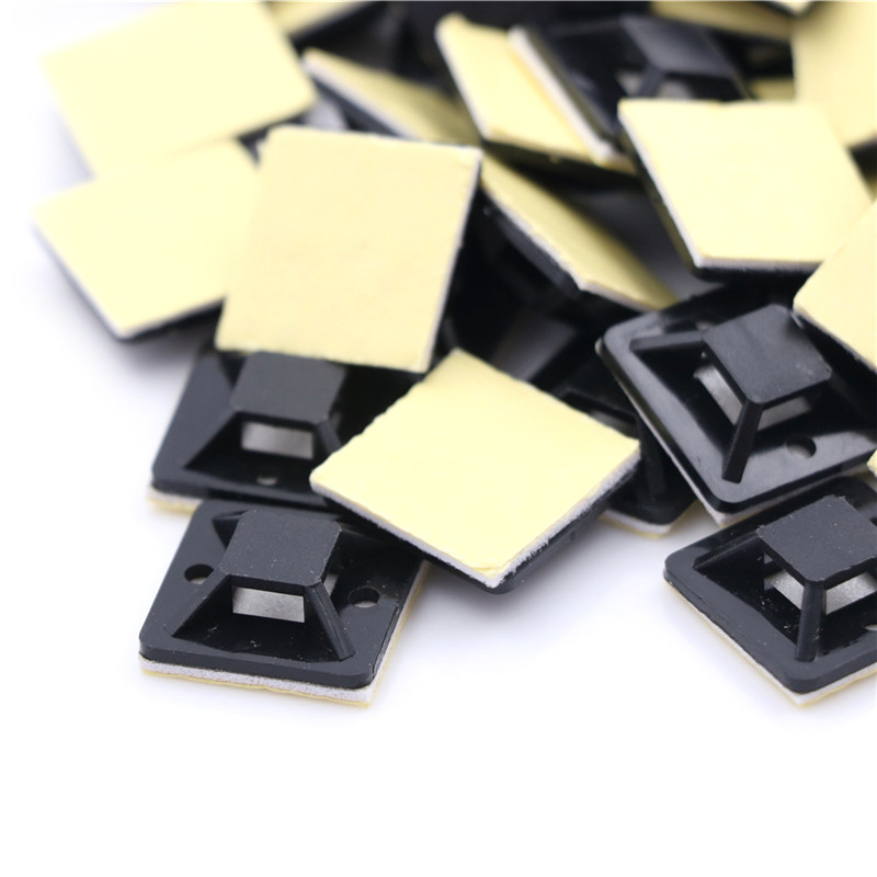 100 Pcs Self Adhesive Cable Tie Mount Base Holder 20 x 20 x 6mm.