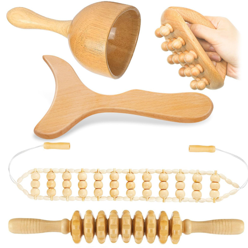 Wooden Massage Roller Therapy Body Massager Foot Face Shoulder Neck Hand Push Roller Massager Body Shaping Massage Tool. 