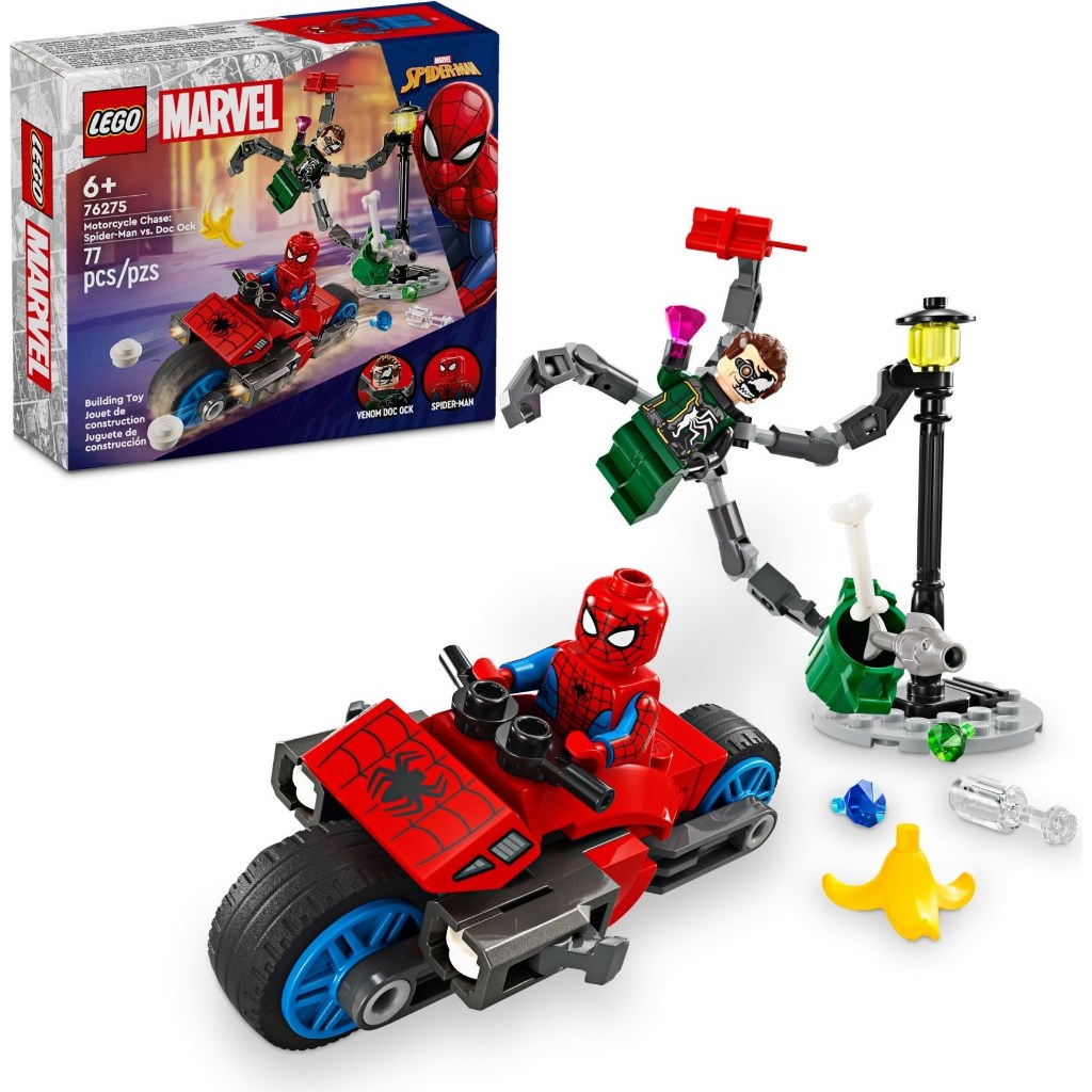 76275 LEGO Marvel Super Heroes Spider-Man Motorcycle Chase: Spider-Man vs. Doc Ock - Đồ chơi lắp ráp Người nhện đối đầu