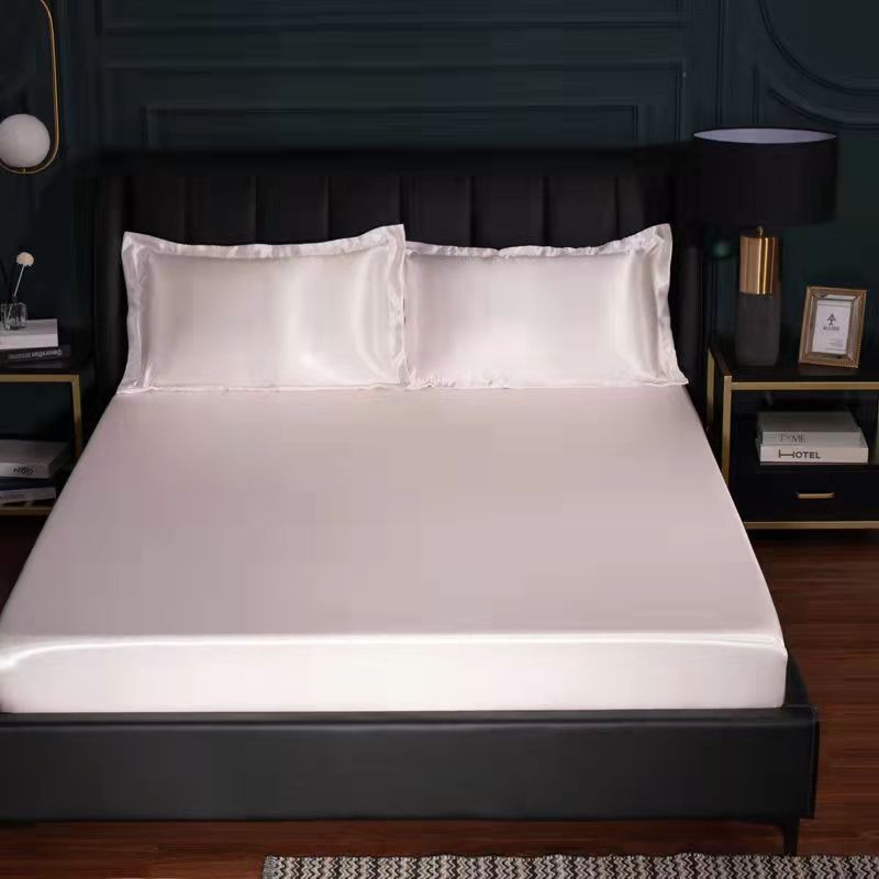 [Ga Trải Giường Bằng Lụa Lạnh Mùa Hè + Vỏ Gối] Bộ 3 Chiếc, Ga Trải Giường Mềm Mại Và Mịn Màng, Ga Trải Nệm, Ga Trải Giường Mùa Hè Mát Mẻ Và Vỏ Gối, Bao Gồm Tất Cả Các Tấm Chống Trượt, Tấm Mỏng, kích Cỡ: Queen / King / Super King