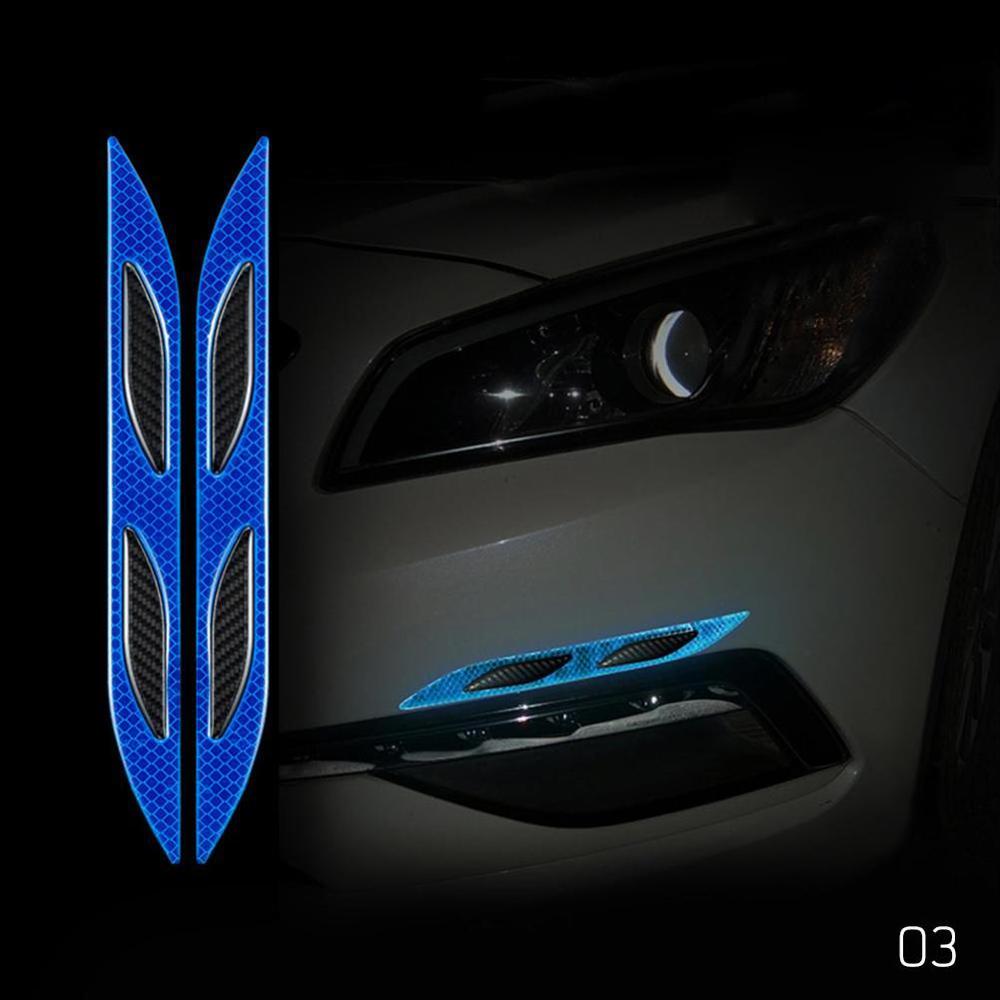JaneDream 2Pcs Carbon Fiber Car Bumper Protector Trim Strips Reflective Sticker Auto Warning Tape Anti-scratch Bar