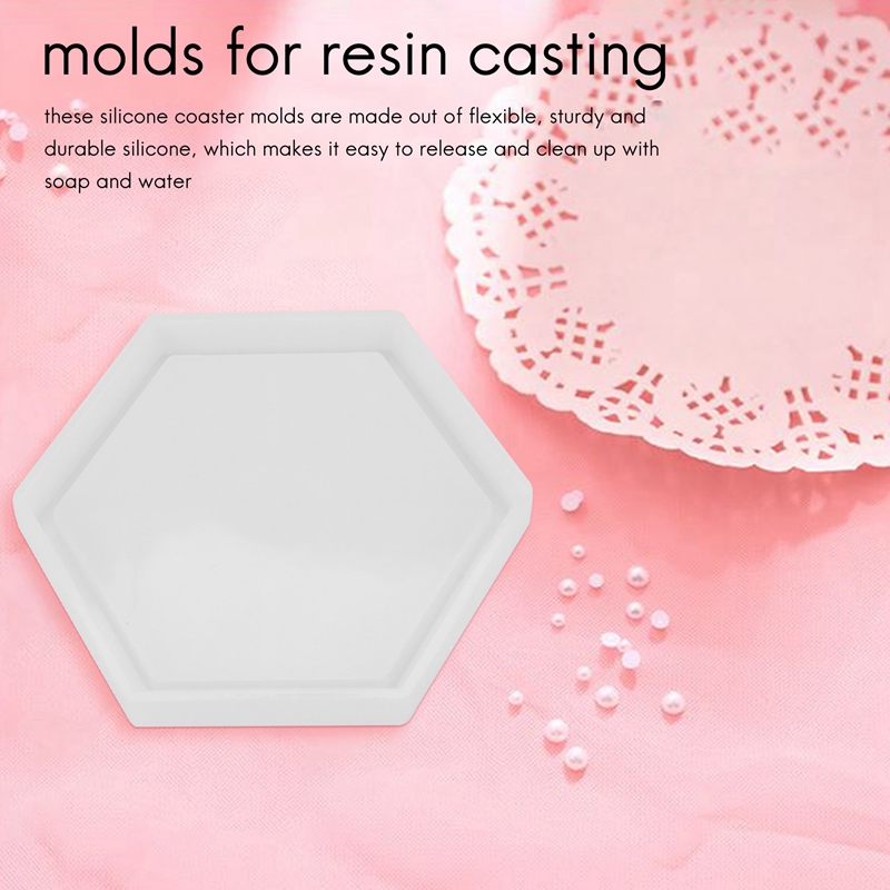 8 Pack Hexagon Silicone Coaster Molds Silicone Resin Mold, Epoxy