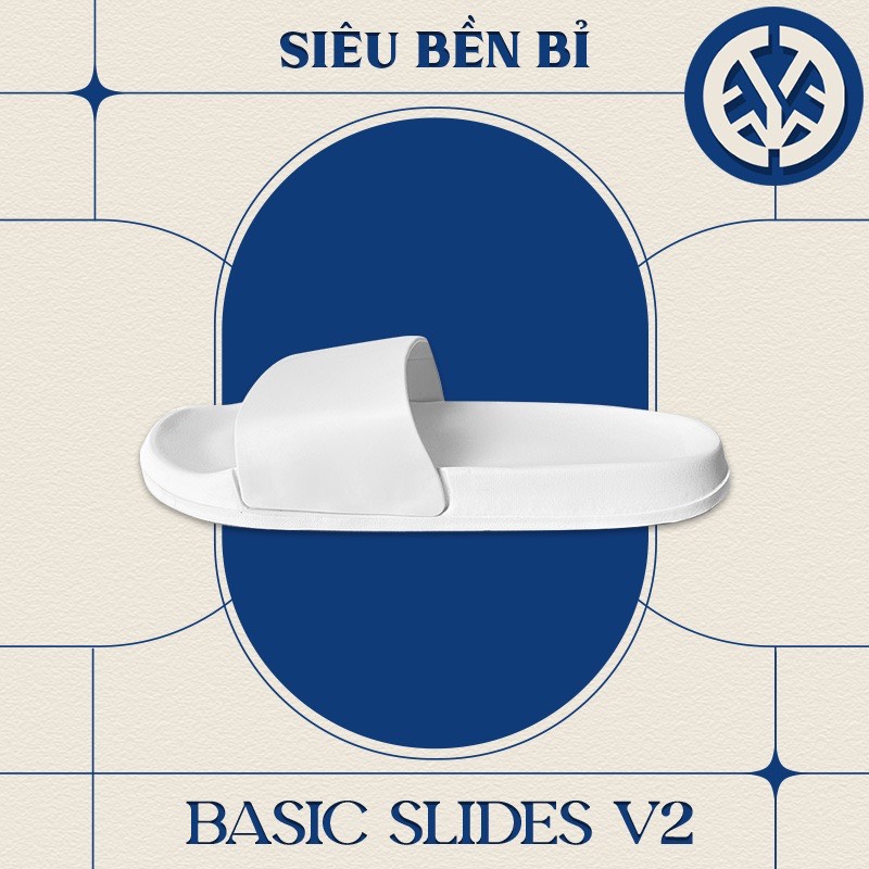 Dép Quai Ngang Basic Slides V2 - Đen/Trắng