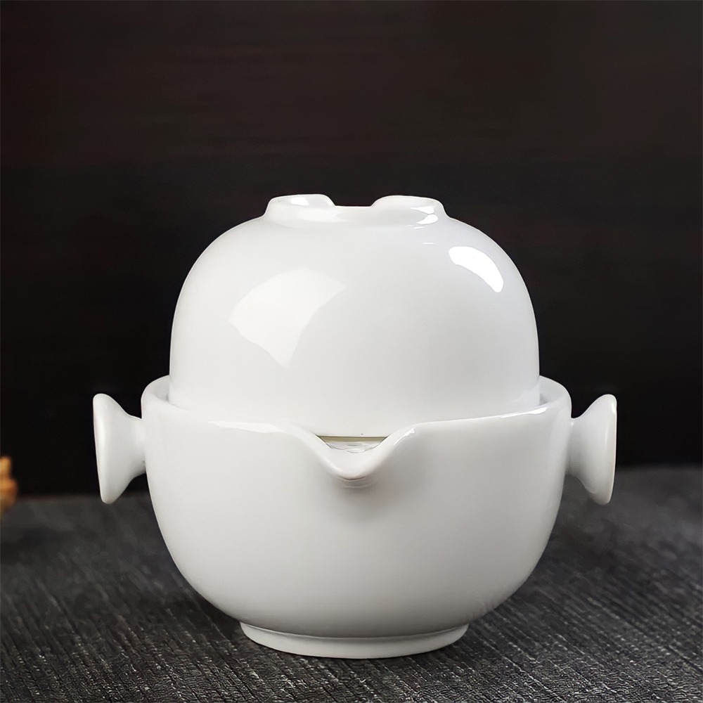 Bộ ấm chén uống trà Độc ẩm màu đá gốm sứ họa tiết Sư tử vân nổi Phong thủy Nhã Nam