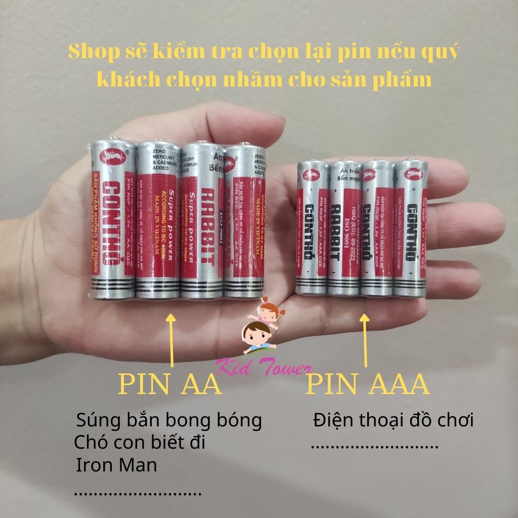 Pin AA AAA con thỏ vỉ 4 viên