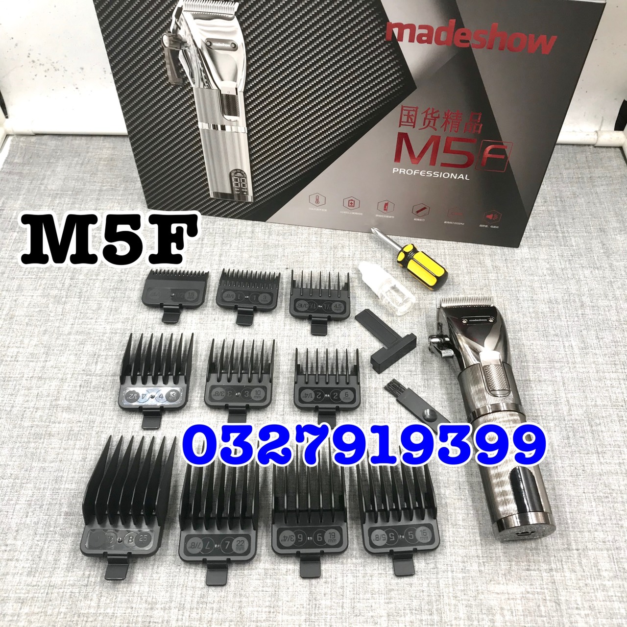 Madeshow Tông đơ cắt tóc M5F cao cấp - Máy cắt tóc chuyên nghiệp với lưỡi titanium sắc bén & pin 3200mAh