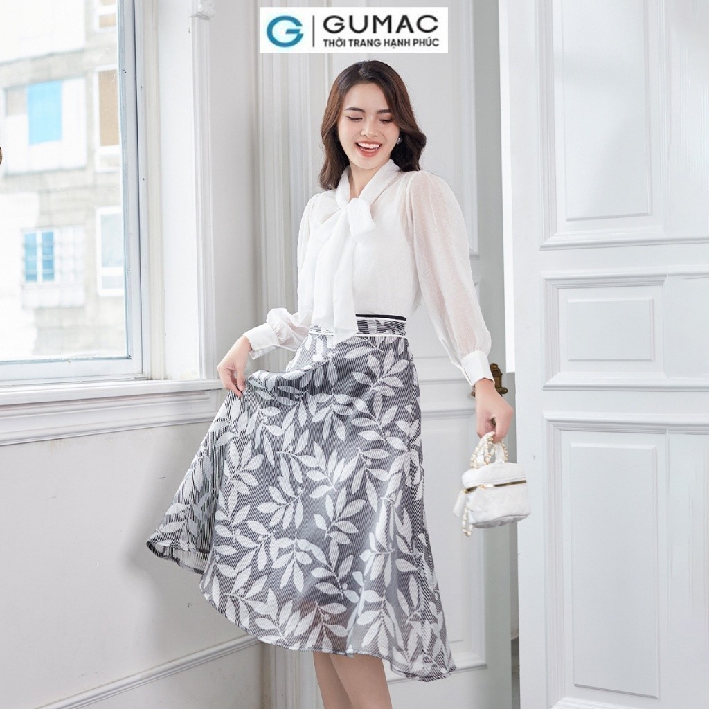 Chân váy nữ xòe họa tiết GUMAC VD12092