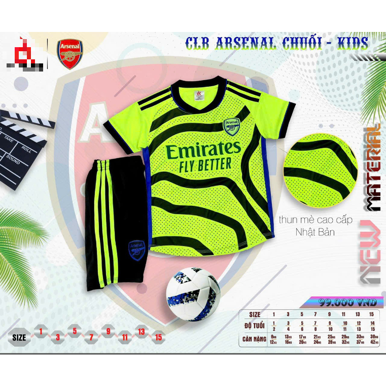 Bộ Đồ Đá Banh CLB Arsenal màu Xanh Lá