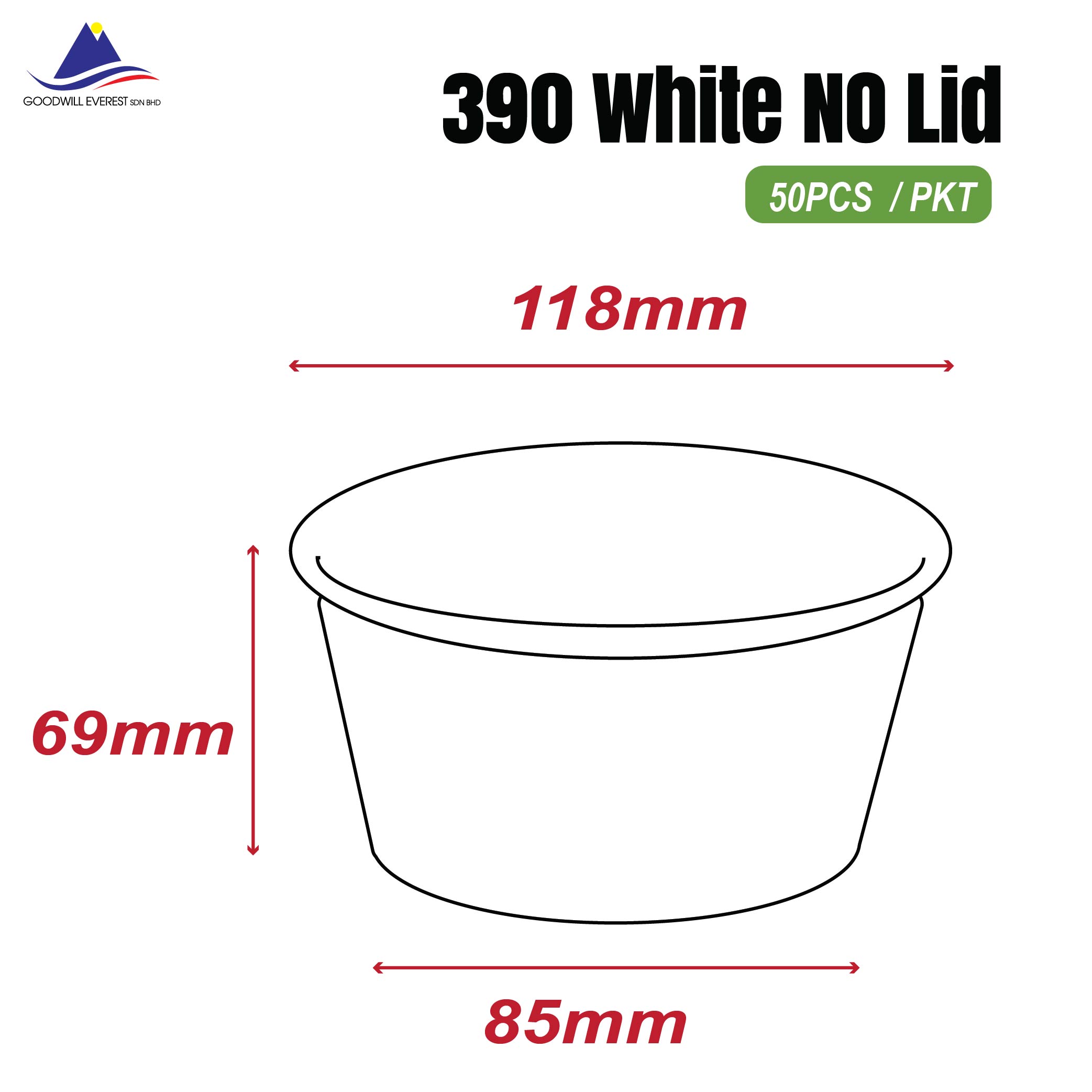 50pcs± 390cc 520cc Plain White Paper Bowl Bowl Lid 纯白纸碗 打包碗 Bowl And Lid Are Sold Separately