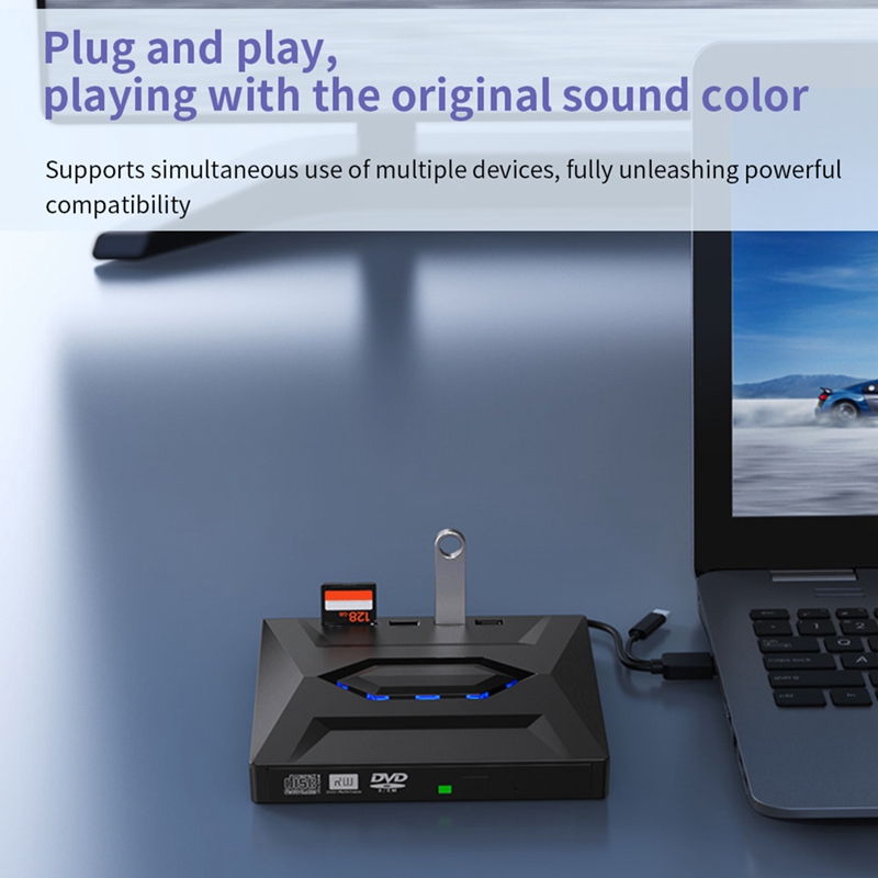 External DVD CD Writer Burner CD and DVD Player Type C/USB3.0 External DVD CD Drive for PC Laptop Windows 11/10/8/7