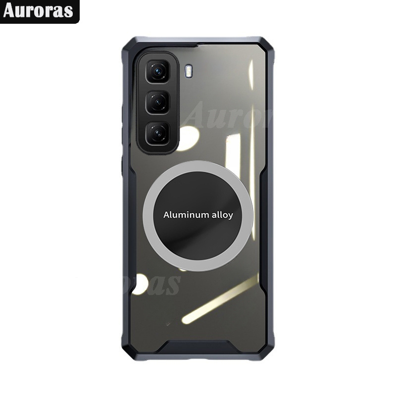 For infinix Hot 50 Pro Plus Phone Case Ultra Thin Clear Transparent Car Navigation Matel Radiating Ring Soft Air Cushion Shockproof Armor Cover for infinix Hot 50 Cover Casing HP.