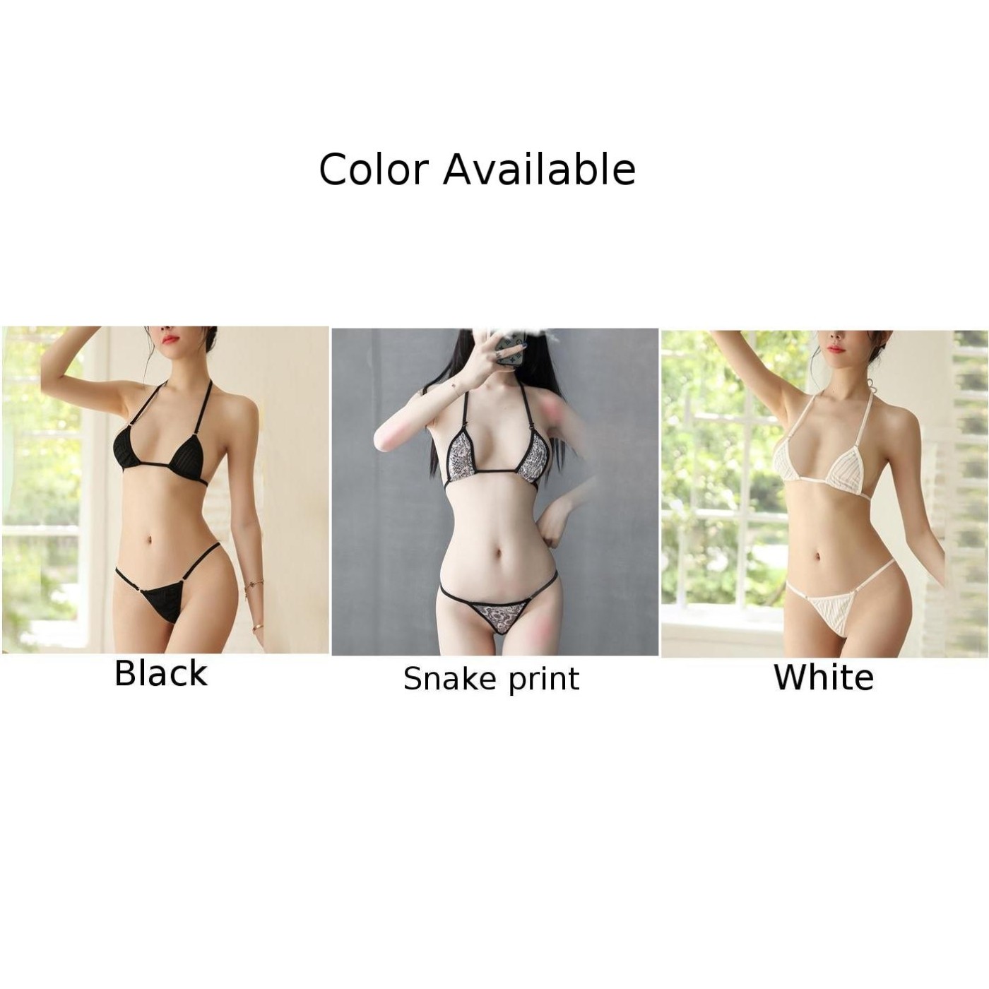 【BLUEHOPE】 Comfortable and Seductive Women's G String Bikini Set Swimwear Snake Print