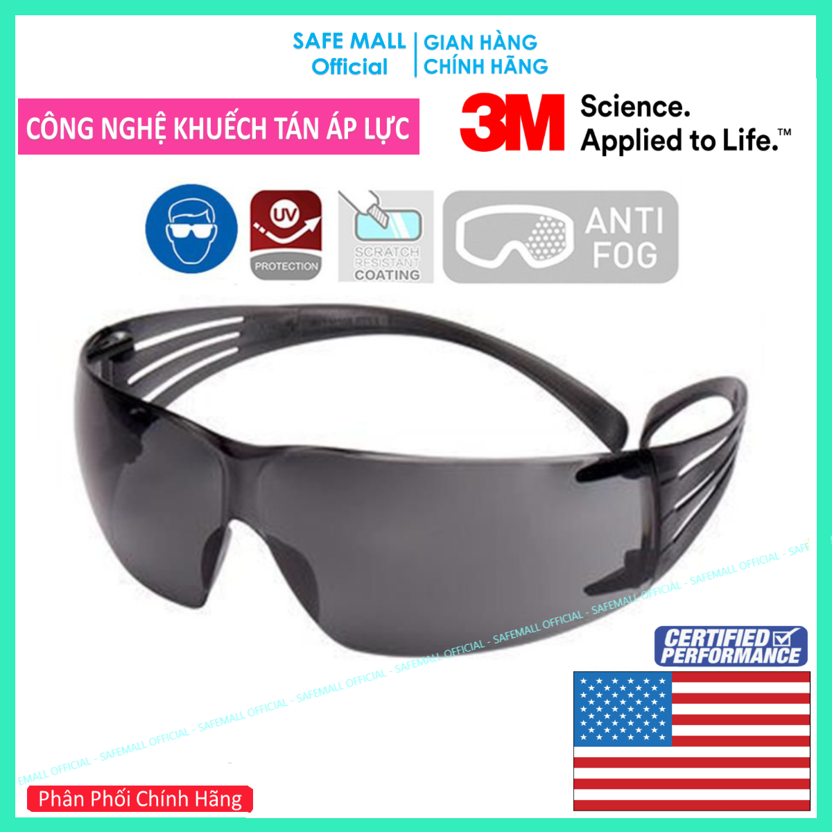 Goggles 3m SF202AF premium anti splashing shot anti UV dustproof, windbreak, anti-scratch, anti-đọng frost protection eye optimal-genuine goods safety Mart official