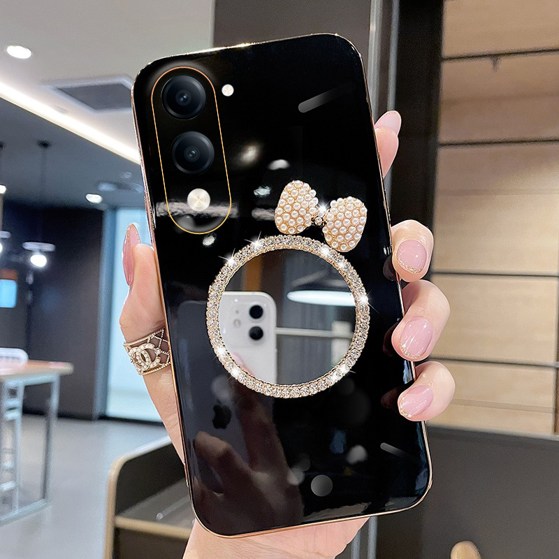 New%20Phone%20case%20Vivo%20Y04%20/%20Y04S%20Back%20cover%20Soft%20Plating%20brick%20inlaid%20pearl%20butterfly%20makeup%20mirror%20Smooth%20Electroplated%20for%20Vivo%20Y04S%20/%20Y04%20case%20-%20Image%209