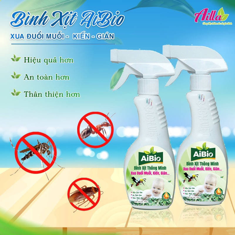 Xịt đuổi muỗi, kiến, gián Aibio hiệu quả 530ml