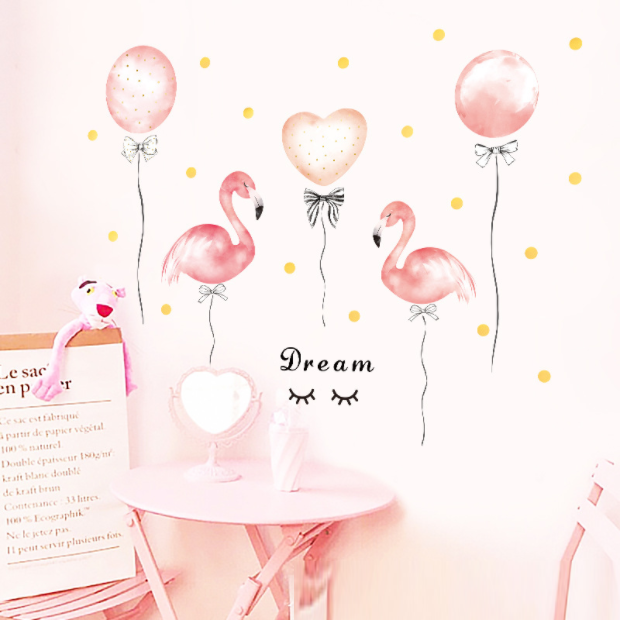 Decal trang trí tường - Bong bóng hồng hạc