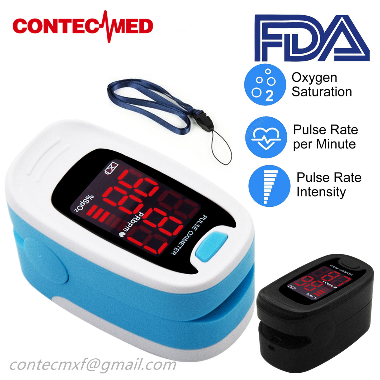 CONTECMED CMS50M LED fingertip pulse oximeter blood oxygen spo2 monitor ...