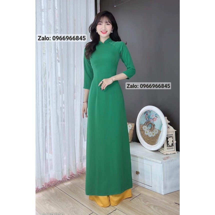 Áo dài màu xanh lá lụa mỹ_Áo Dài Đan Linh