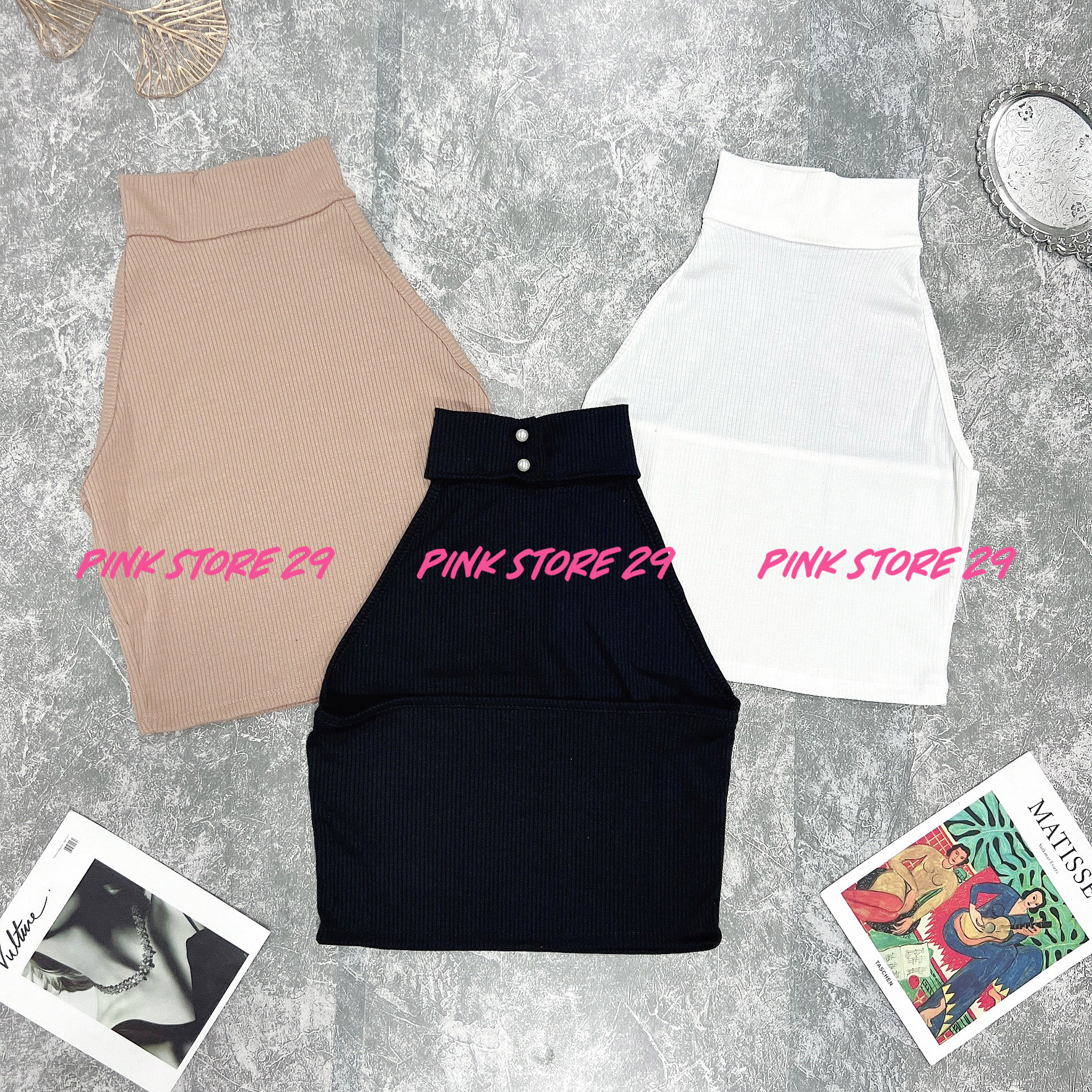 Áo croptop yếm cổ lọ  A5062