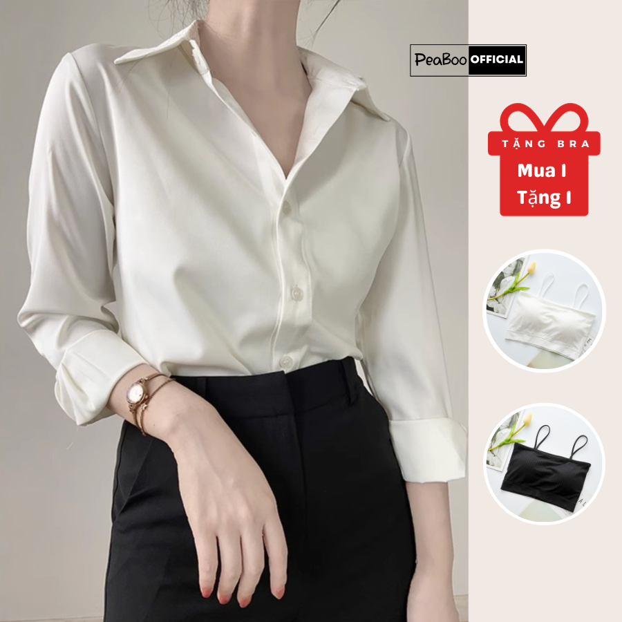  Áo Sơ Mi Nam Nữ Dài tay PEABOO Mã SM Trơn Pastel Chất lụa mịn cao cấp form rộng suông phong cách Hàn Quốc 