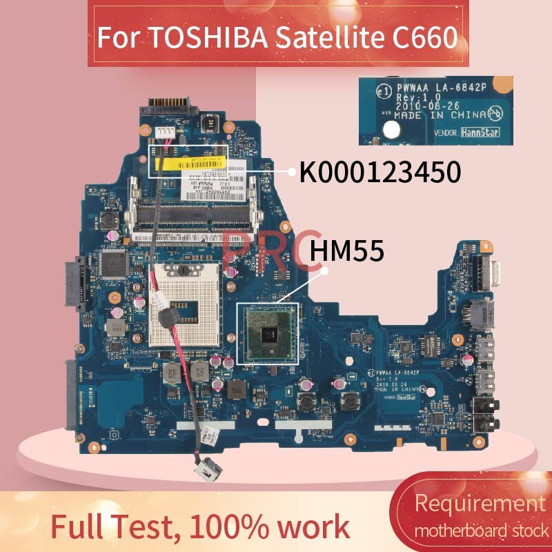 K000123450 Laptop motherboard For TOSHIBA Satellite C660 Notebook Mainboard  LA-6842P HM55 DDR3 Lazada PH