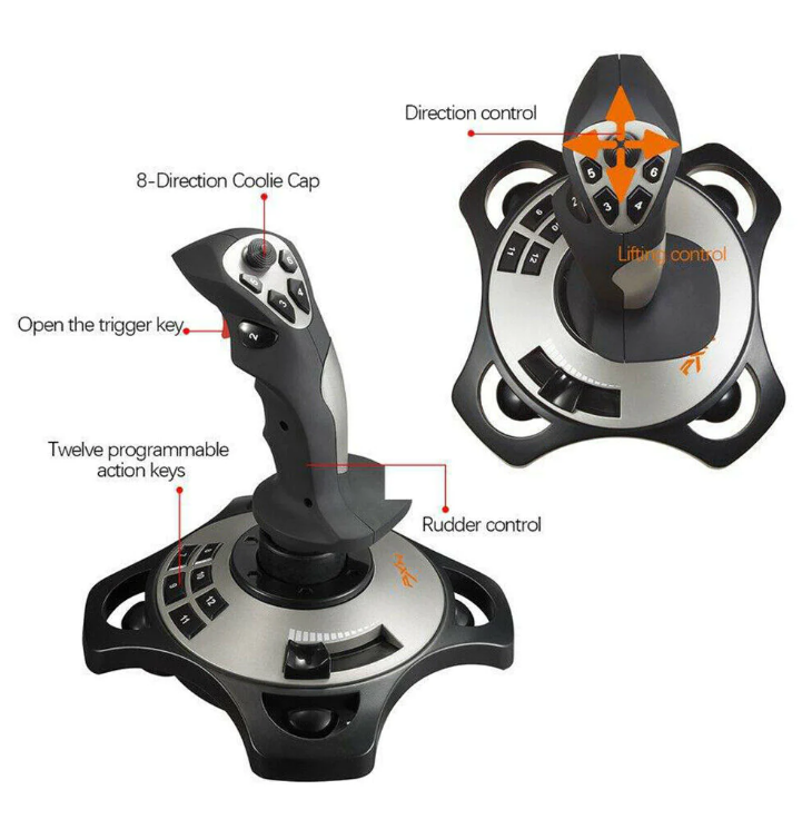 PC Joystick,USB Flight Stick PC Joystick Controller, PC USB Game Controller  with Vibration Function and Throttle Control, Wired Gamepad Flight Stick  for Windows xp/7/8/10 & PC Computer Laptop TV : : Computers