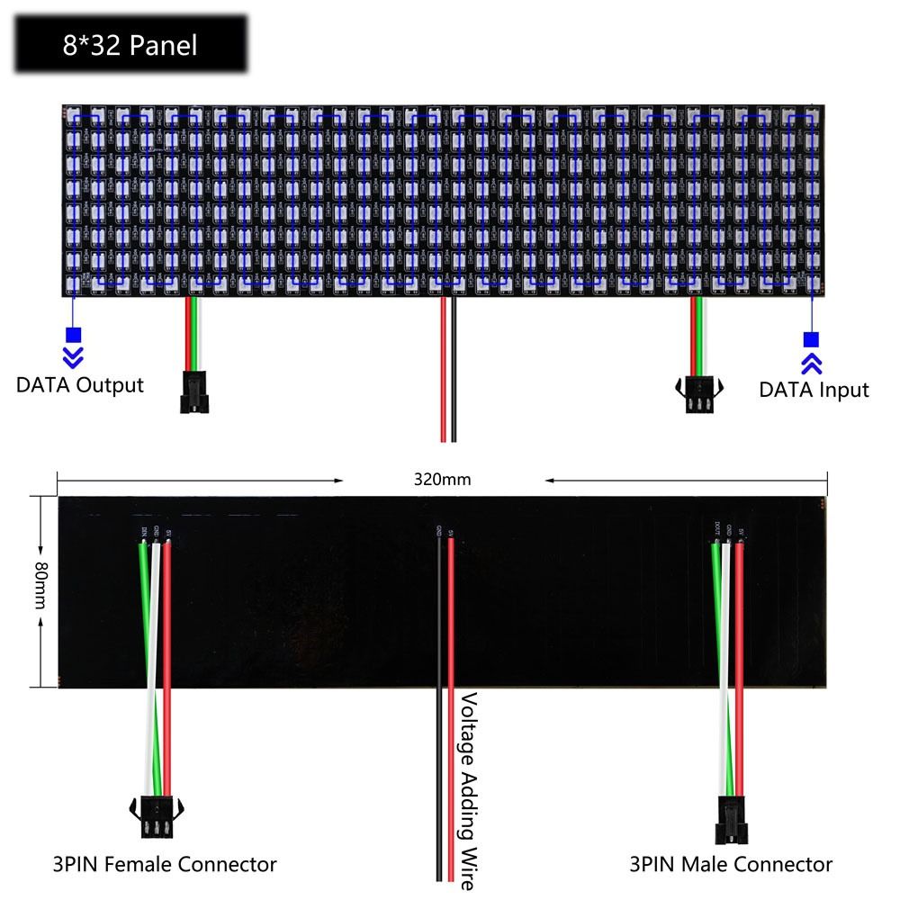 Deong DC5V cá nhân địa chỉ ws2812b 8x8 16x16 8x32 WS2812 RGB LED ma trận đèn dạng tấm mô-đun pixel Màn hình pixel Bảng Led đèn dạng tấm bảng điều khiển ánh sáng