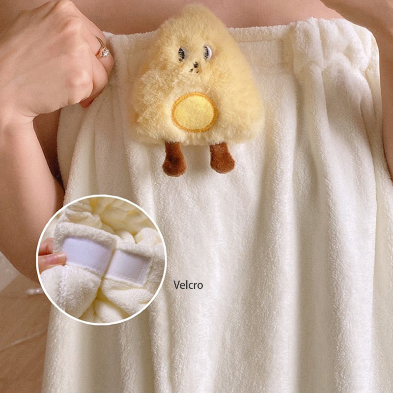 KS Bathrobe set Adults can wear a wrapped large bath towel cartoon bath absorbent quick-drying bandeau skirt coral fleece bath skirt
